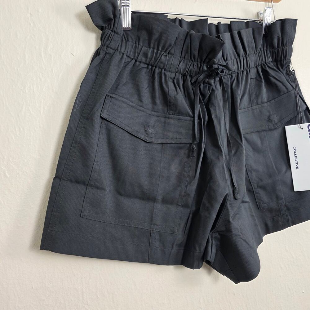 Girlfriend Collective Mercer Camp High Waist Paperbag Short Black Medium NWT - Picture 4 of 8